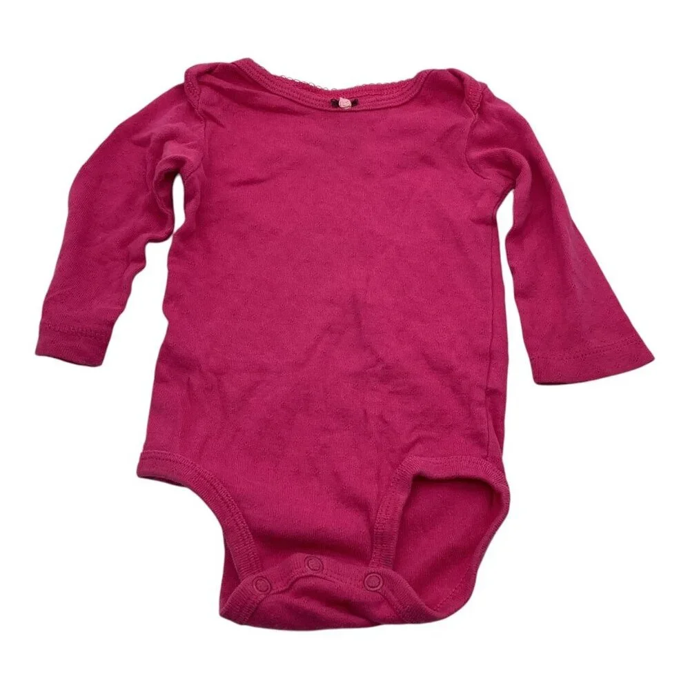 Lot of 3 Carter’s Baby‎ Girl Long Sleeve Bodysuits 6M Pink Purple Gray Cotton